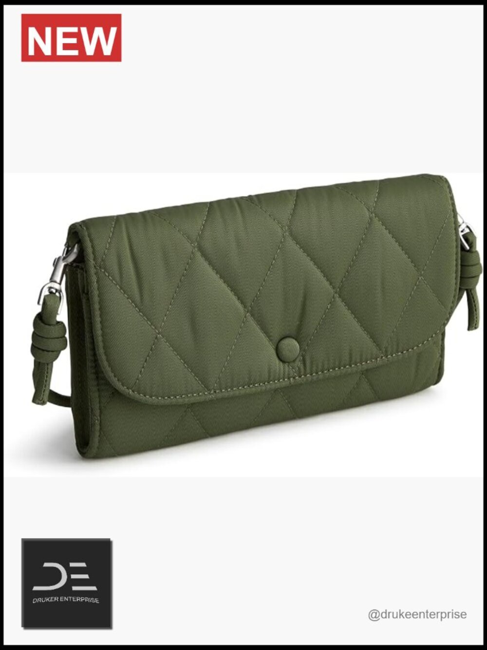 Performance Twill Wallet Crossbody Bag with Snap Closure Adjustable Strap